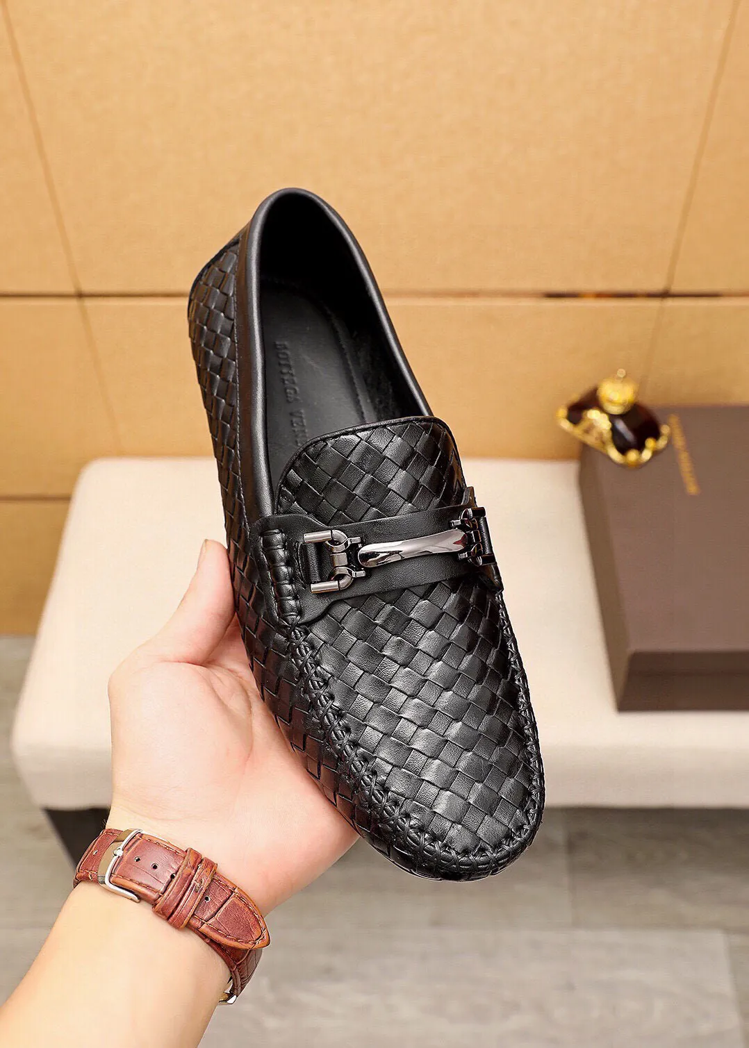 Men's men's shoes 💰500 💐 BV men's slip-on shoes® [BOTTEGA VENETA] official website counter new model, one-to-one mold opening ⚠Italian calfskin purely hand-woven ➕cow 🐂 leather lining. Driving slip-ons, available at counters, sizes 38～44 (45🉑️customized)